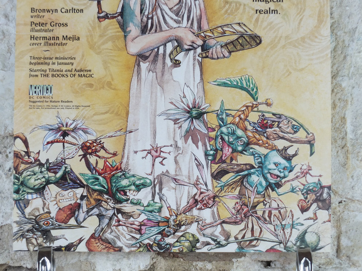1996 The Books of Faerie Poster, advertising for children's books from Bronwyn Carlton, Peter Gross, Books of Magic, wall art retro decor