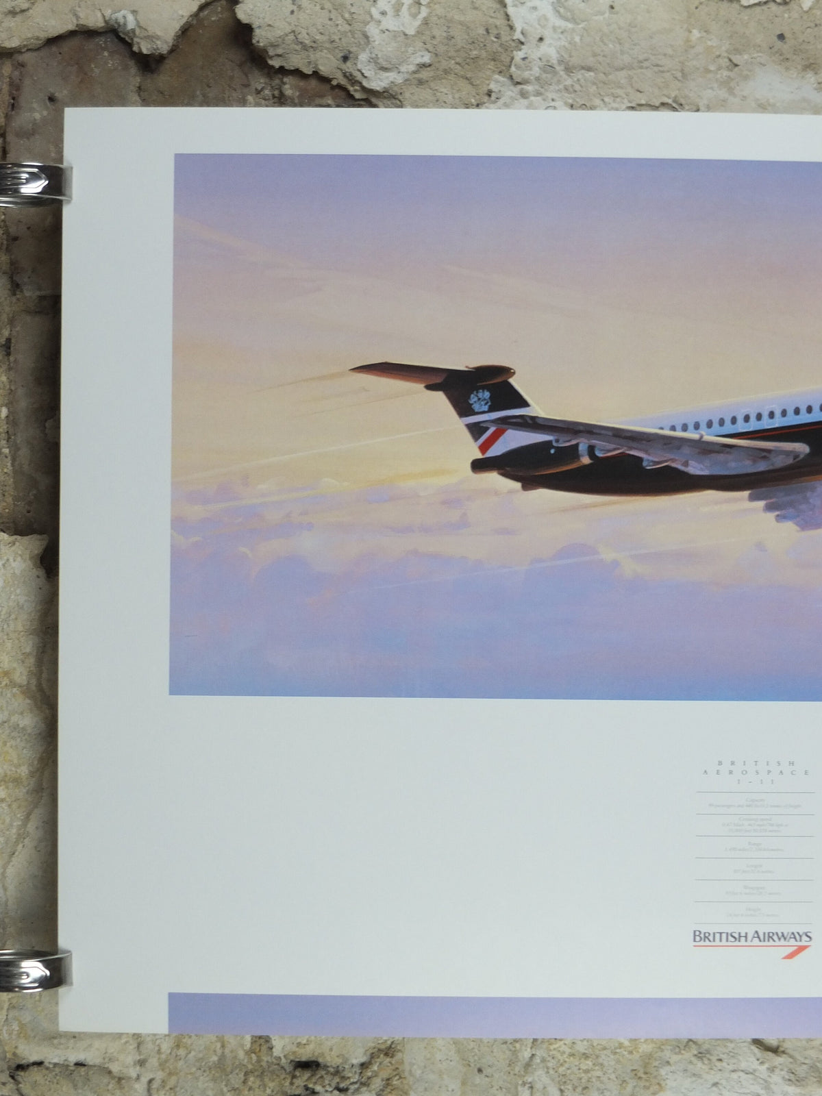1989 British Airways Poster, British Aerospace BAC 1 - 11, by Roy Huxley, BA Aviation aircraft aeroplane plane, travel wall art decor