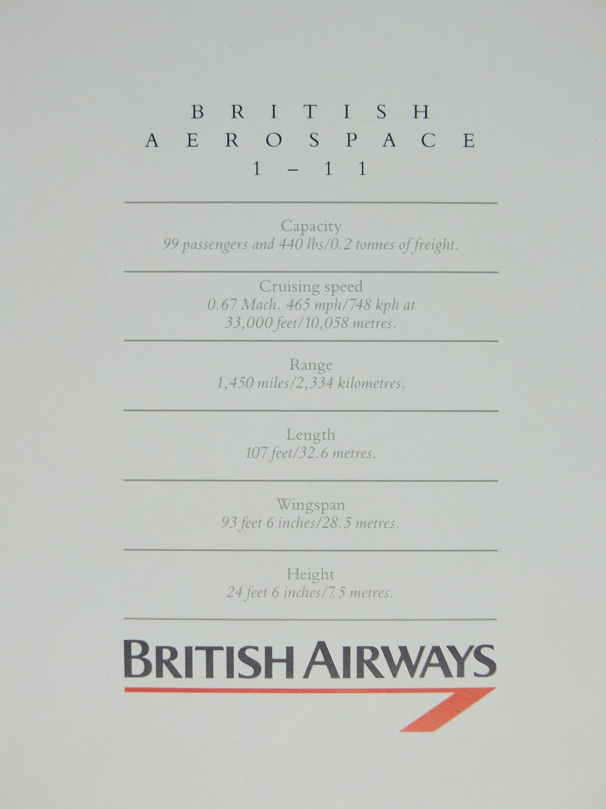 1989 British Airways Poster, British Aerospace BAC 1 - 11, by Roy Huxley, BA Aviation aircraft aeroplane plane, travel wall art decor
