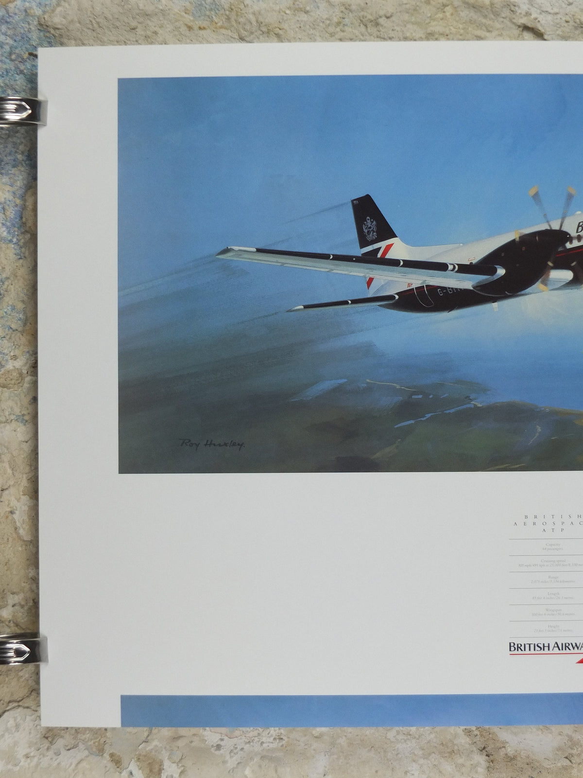1989 British Airways Poster, British Aerospace BAC ATP, by Roy Huxley, BA Aviation aircraft aeroplane plane, travel wall art decor