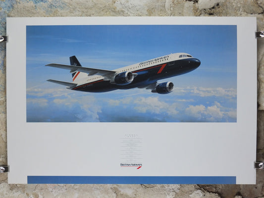 1989 British Airways Poster, Airbus A320, by Roy Huxley, BA Aviation aircraft aeroplane plane, travel wall art decor