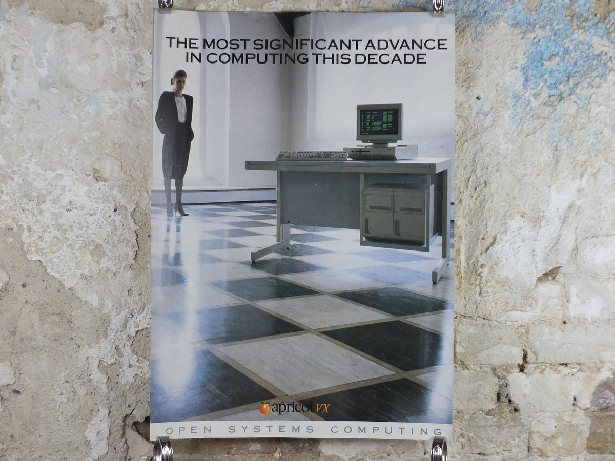 1989 Apricot VX Poster, the first 486 to market, computer technology pc server, retro wall art decor