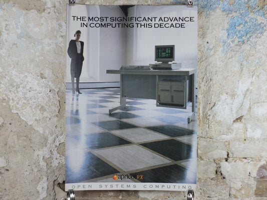 1989 Apricot VX Poster, the first 486 to market, computer technology pc server, retro wall art decor