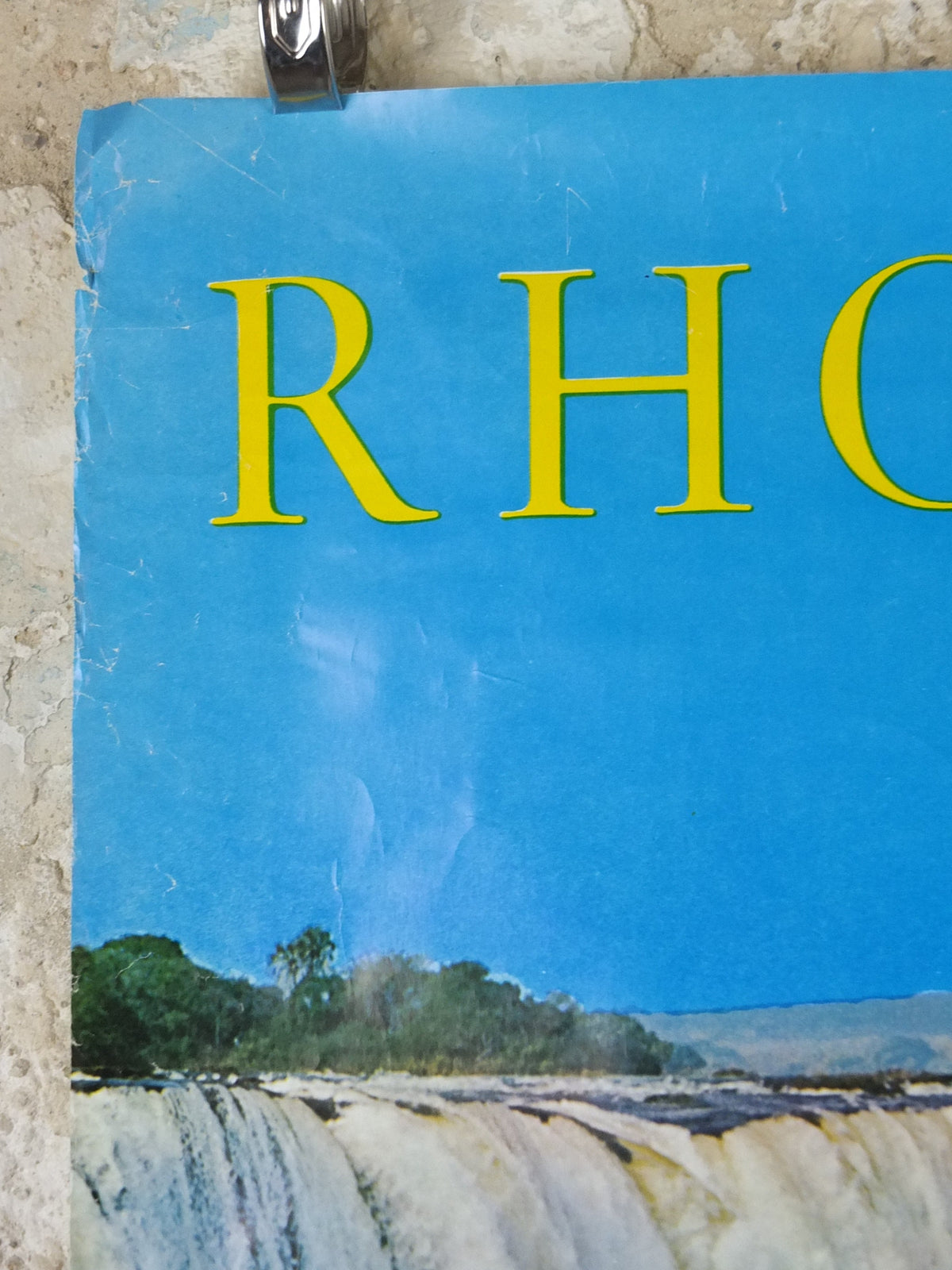 1960s Rhodesia Travel Poster, Victoria Falls, Vintage colonial poster from Zimbabwe, travel tourism, holiday vacation, wall art decor