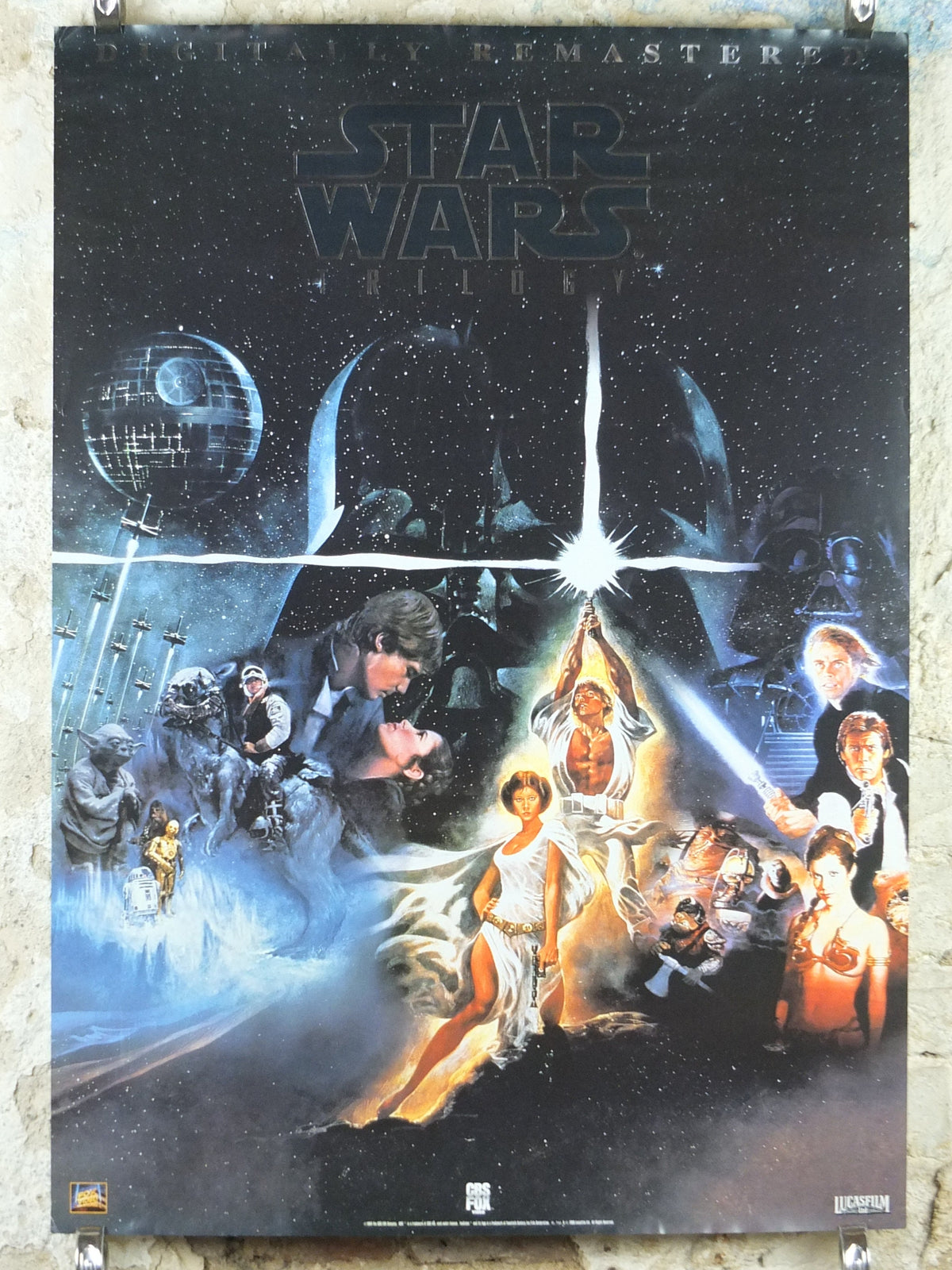 1994 Star Wars Trilogy Poster, Luke Skywalker Han Solo Princess Leia Darth Vader, Jedi wall art cinema film memorabilia decor