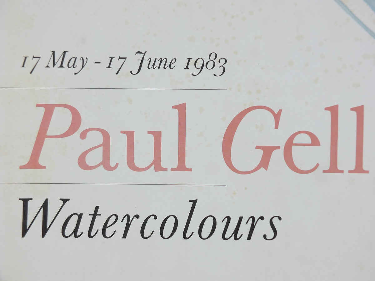 1983 Paul Gell Poster, Watercolours, Francis Kyle Gallery, London, gallery exhibition wall art decor