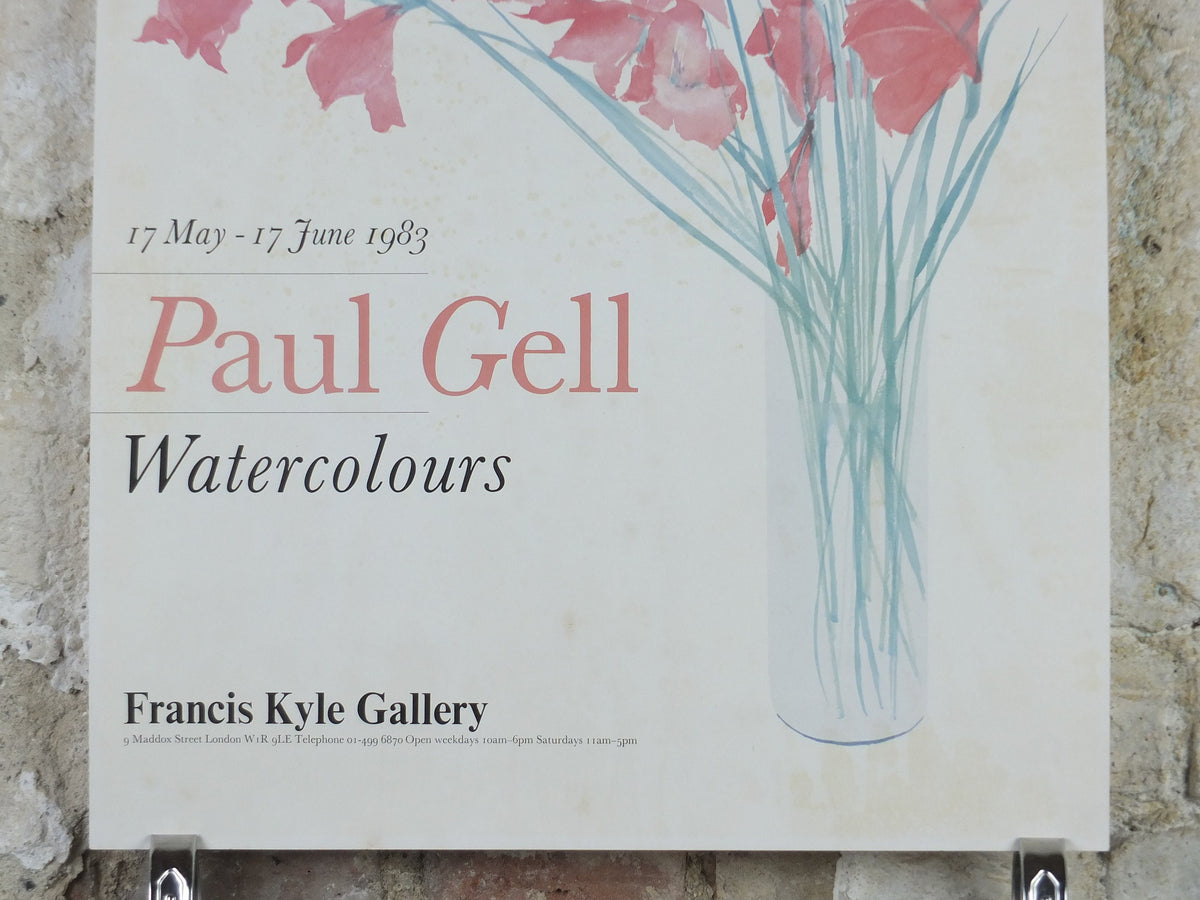 1983 Paul Gell Poster, Watercolours, Francis Kyle Gallery, London, gallery exhibition wall art decor