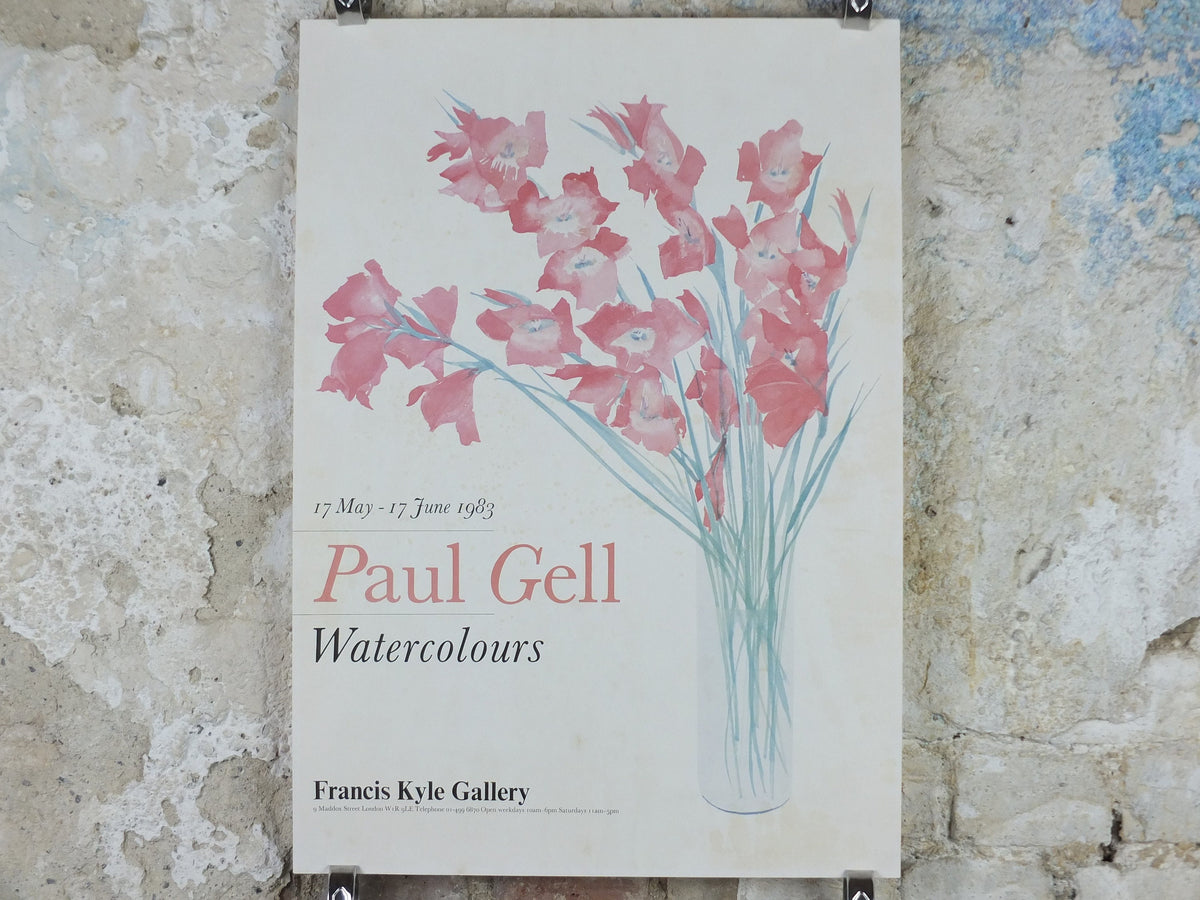 1983 Paul Gell Poster, Watercolours, Francis Kyle Gallery, London, gallery exhibition wall art decor