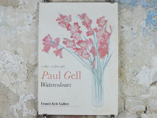 1983 Paul Gell Poster, Watercolours, Francis Kyle Gallery, London, gallery exhibition wall art decor