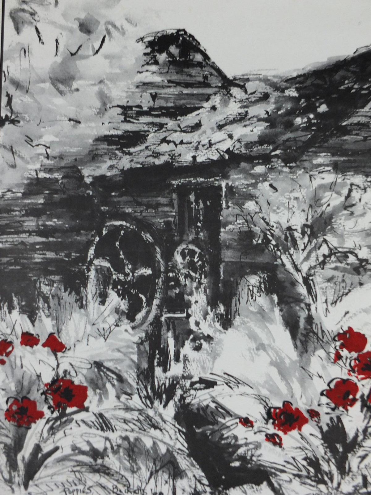 Trudi McIntosh Poster, signed to "Martin", English and Spanish countryscenes, Poppies, artist gallery exhibition wall art decor