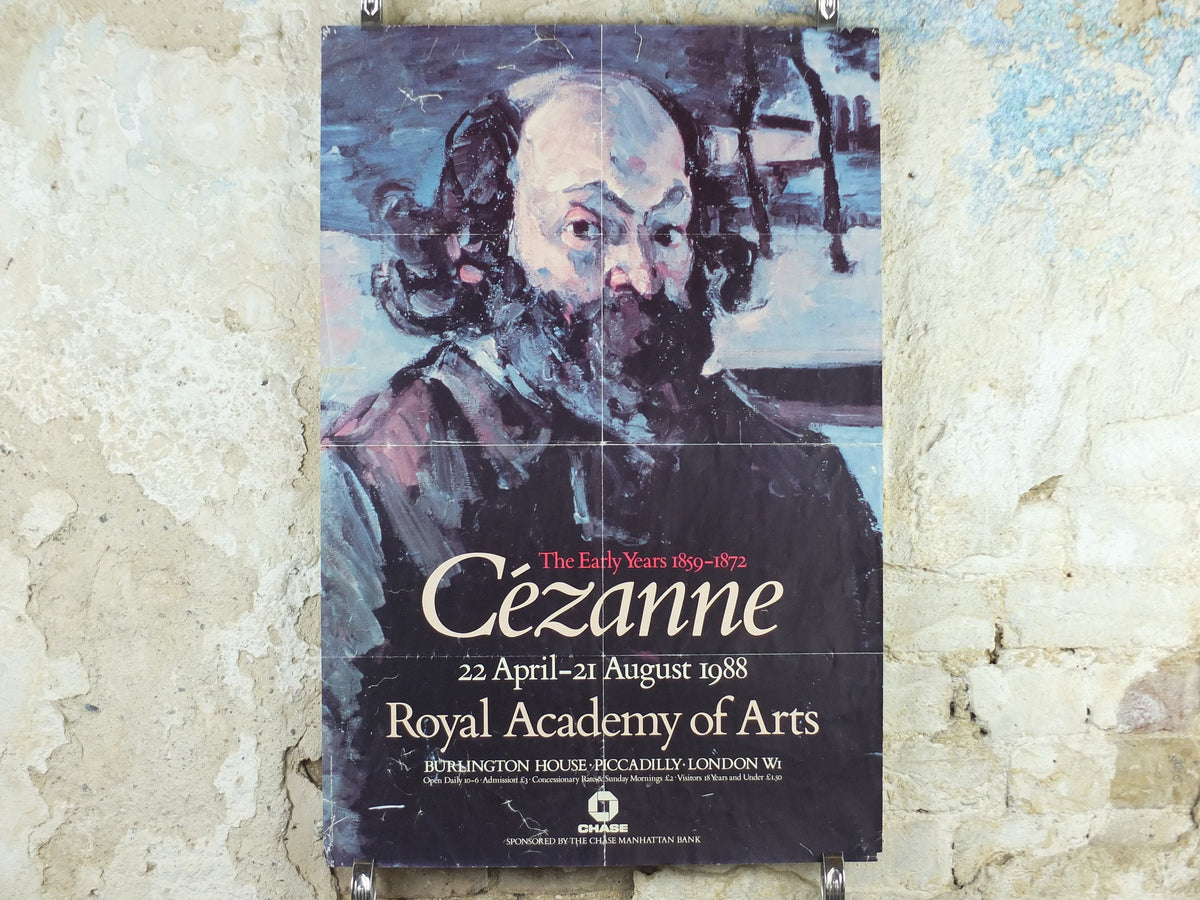 1988 Cezanne Poster, Self Portrait from 1872, Royal Academy of Arts, impressionists, artist gallery exhibition wall art decor