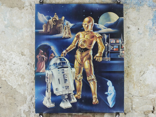 1978 Star Wars Poster, Proctor & Gamble, See Threepio C3PO, Artoo Deetoo R2D2, Princess Leia, advertising Cascade Cheer Dawn, wall art decor
