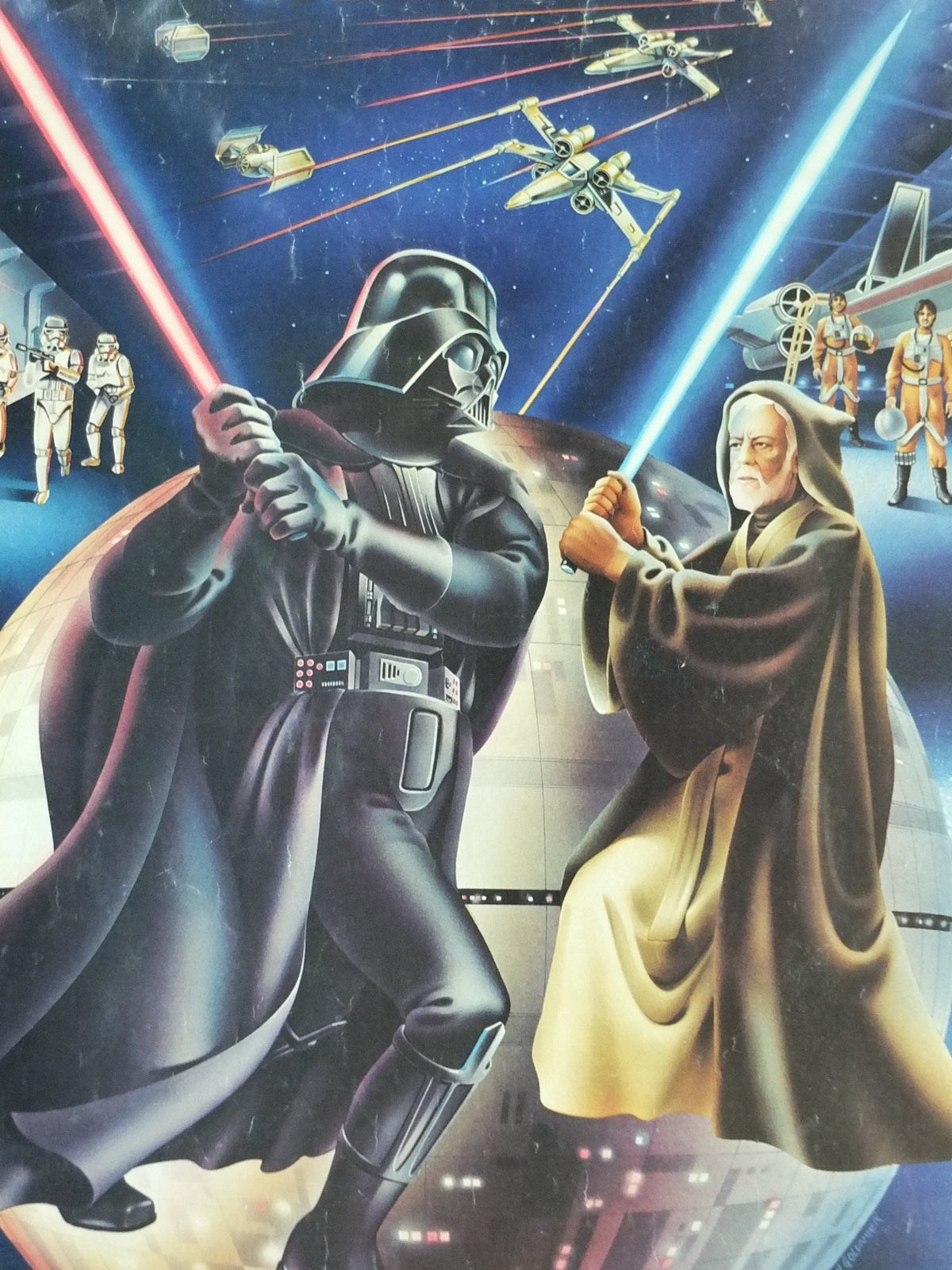 1978 Star Wars Poster, Proctor & Gamble, Darth Vader Obi Wan Kenobi lightsaber duel, advertising Cascade Cheer Dawn, wall art decor