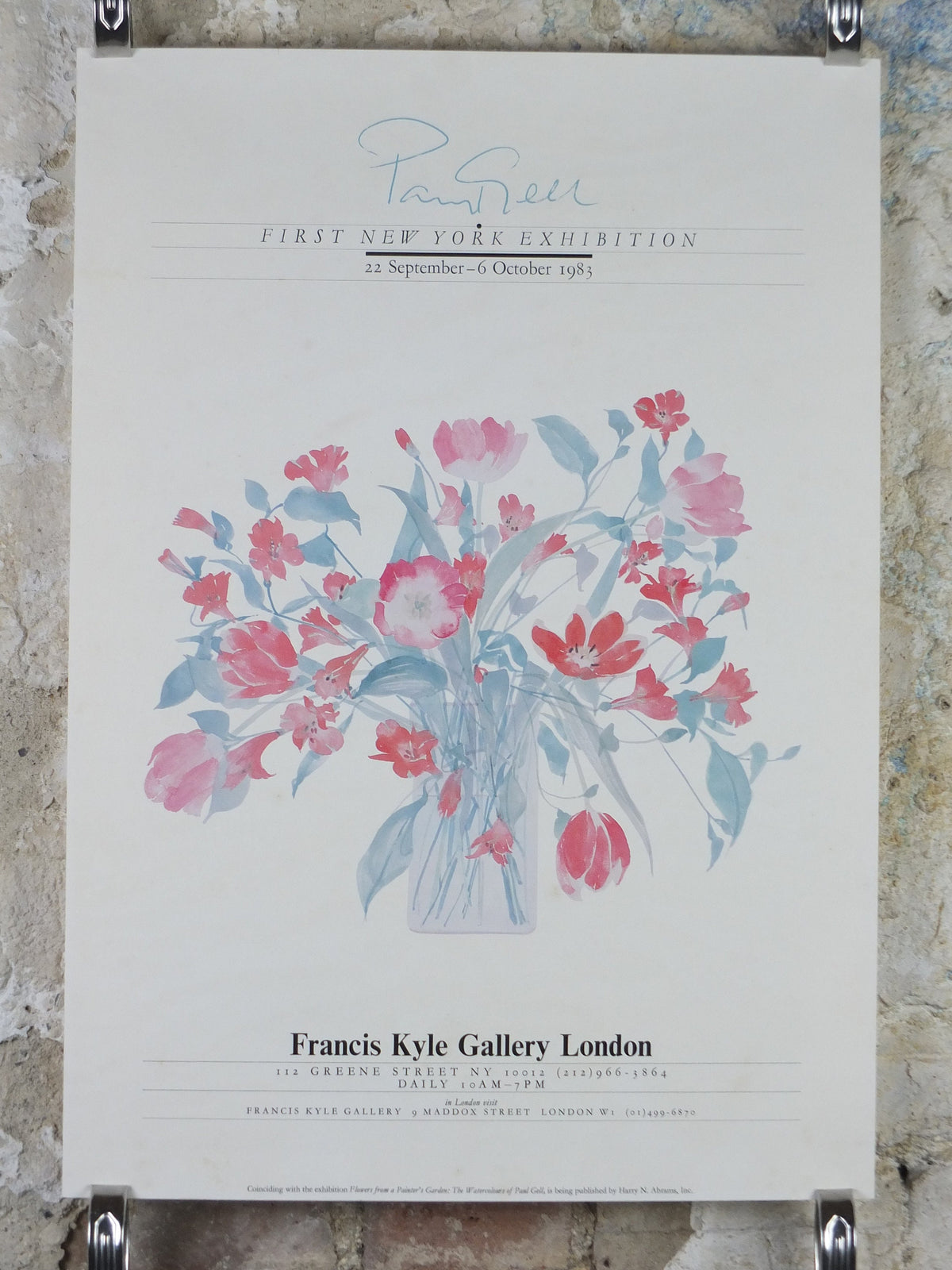 1983 Paul Gell Poster, Watercolours, Francis Kyle Gallery, London, gallery exhibition wall art decor