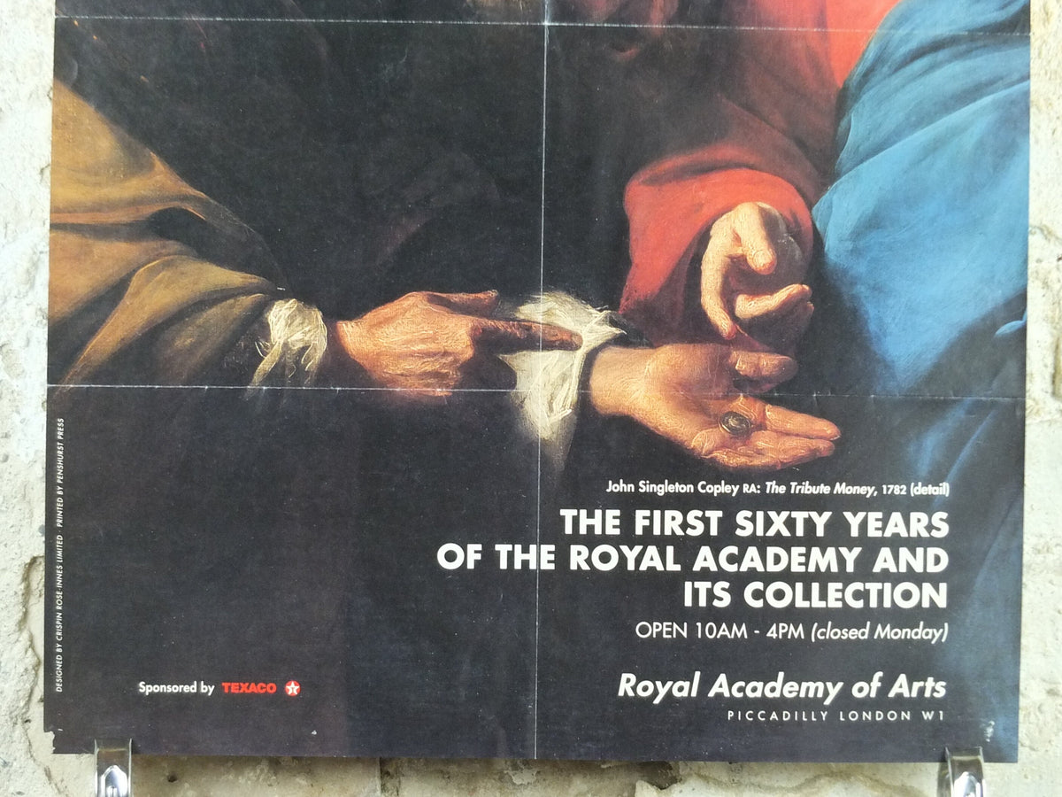 1991 Royal Academy of Arts Poster, John Singleton Copley, "The Tribute Money" 1782 artist gallery exhibition, wall art decor