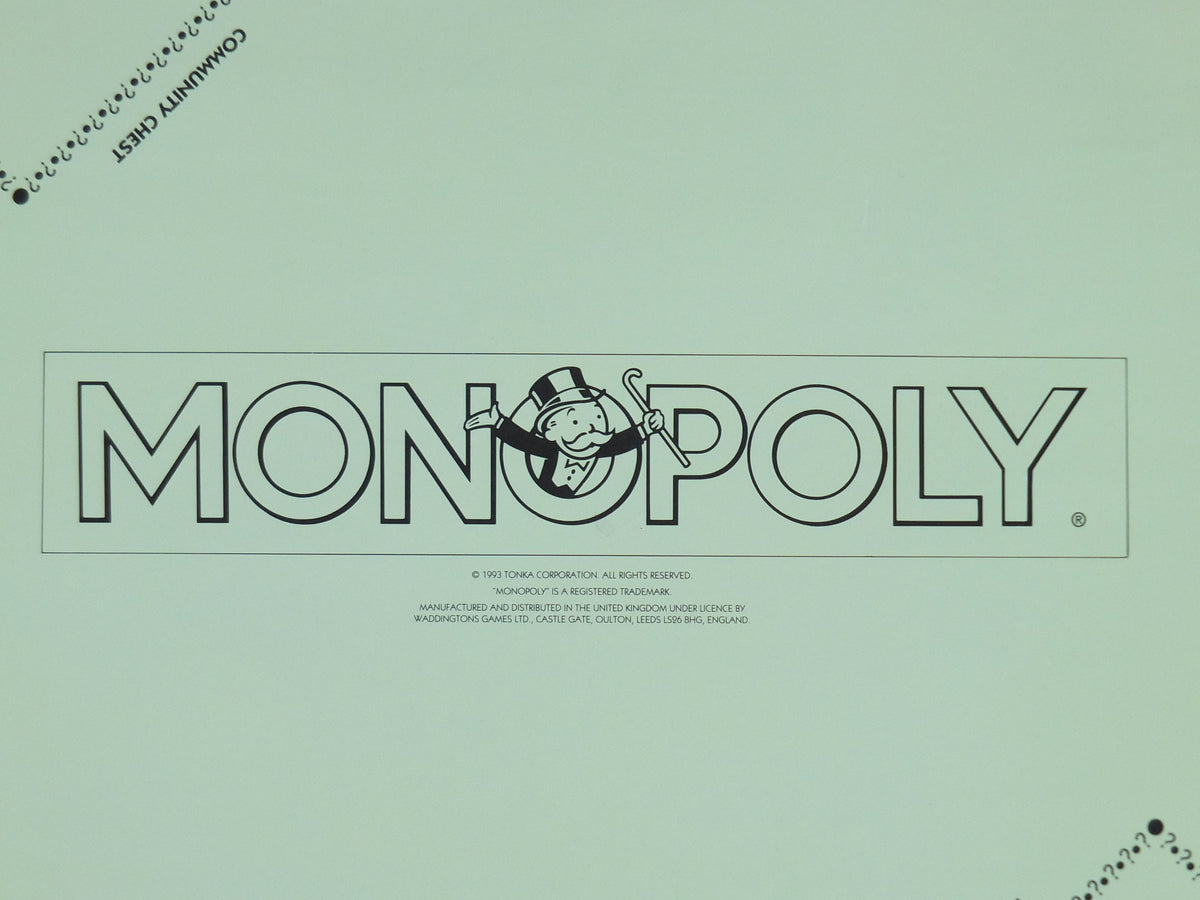 1993 Monopoly Poster, Monopoly Board, Board Games, United Kingdom properties, Tonka and Waddington Games, gaming retro wall art decor
