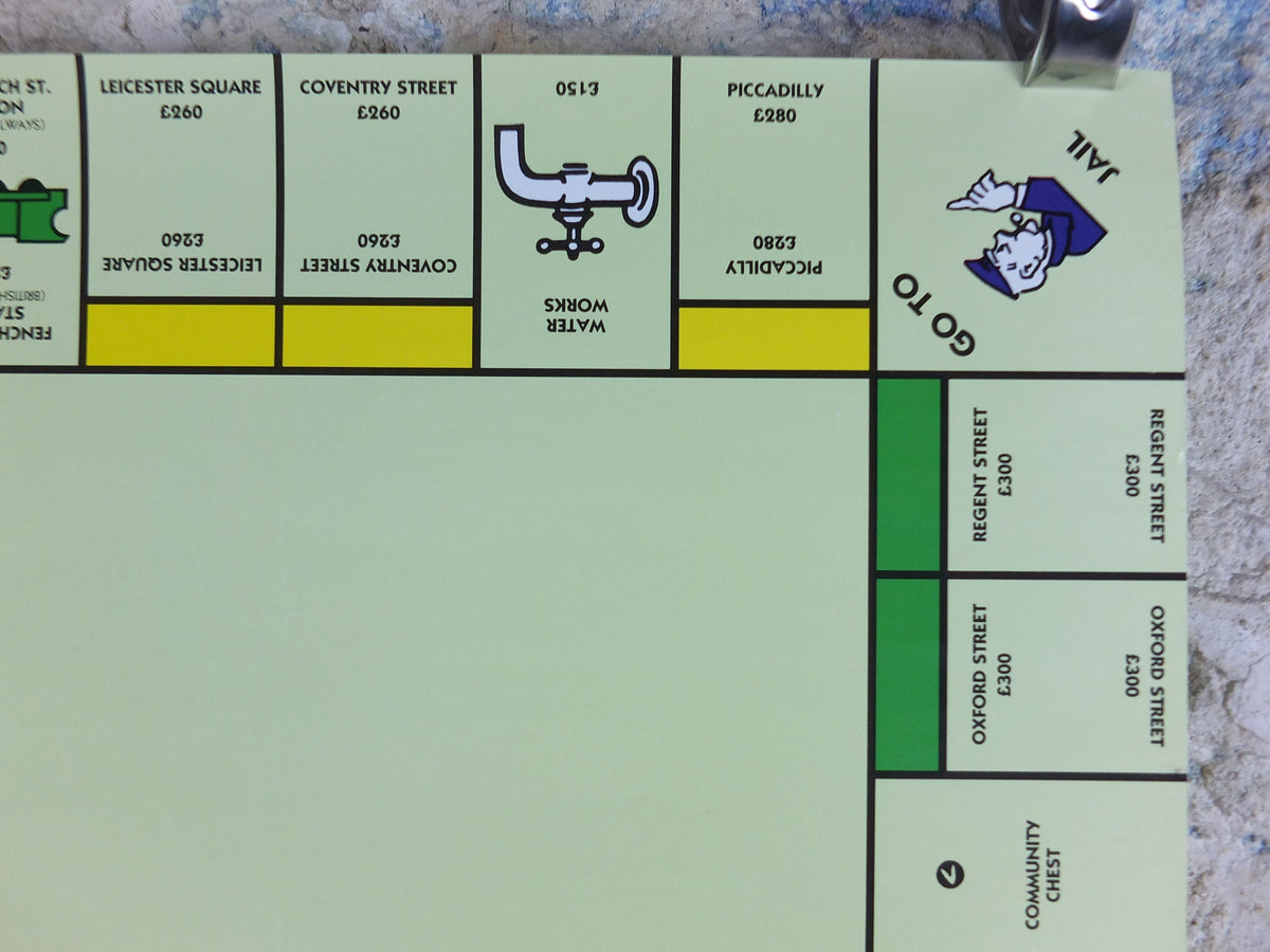 1993 Monopoly Poster, Monopoly Board, Board Games, United Kingdom properties, Tonka and Waddington Games, gaming retro wall art decor