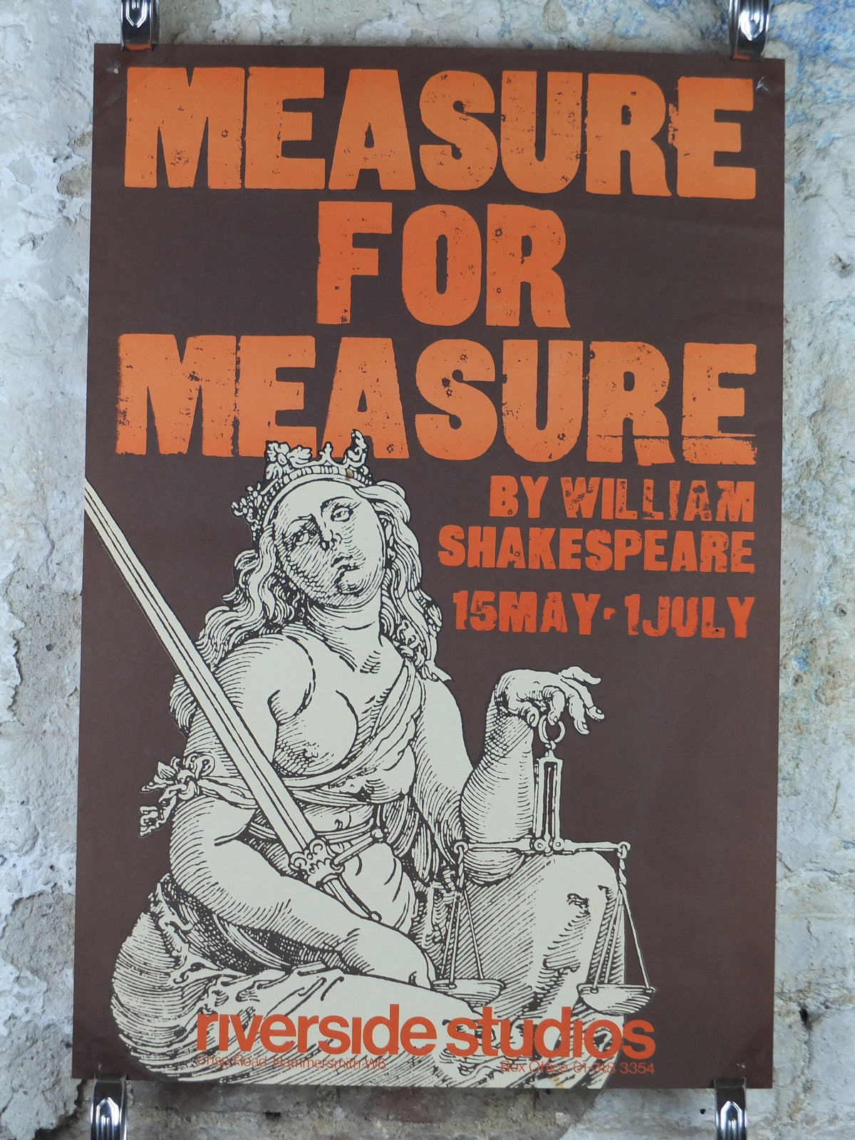 1979 William Shakespeare Poster, Measure for Measure, Helen Mirran, Riverside Studios, Hammersmith, London, wall art decor