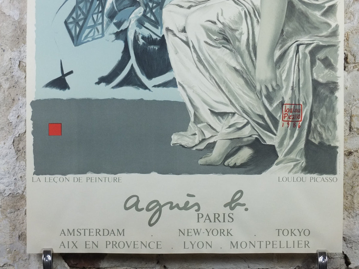 1986 Agnes B Poster, Loulou Picasso Design, The Painting Lesson, La Lecon De Peinture, Jean-Louis Dupre Bazooka Collective, wall art decor