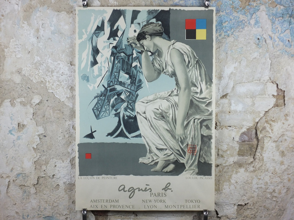 1986 Agnes B Poster, Loulou Picasso Design, The Painting Lesson, La Lecon De Peinture, Jean-Louis Dupre Bazooka Collective, wall art decor