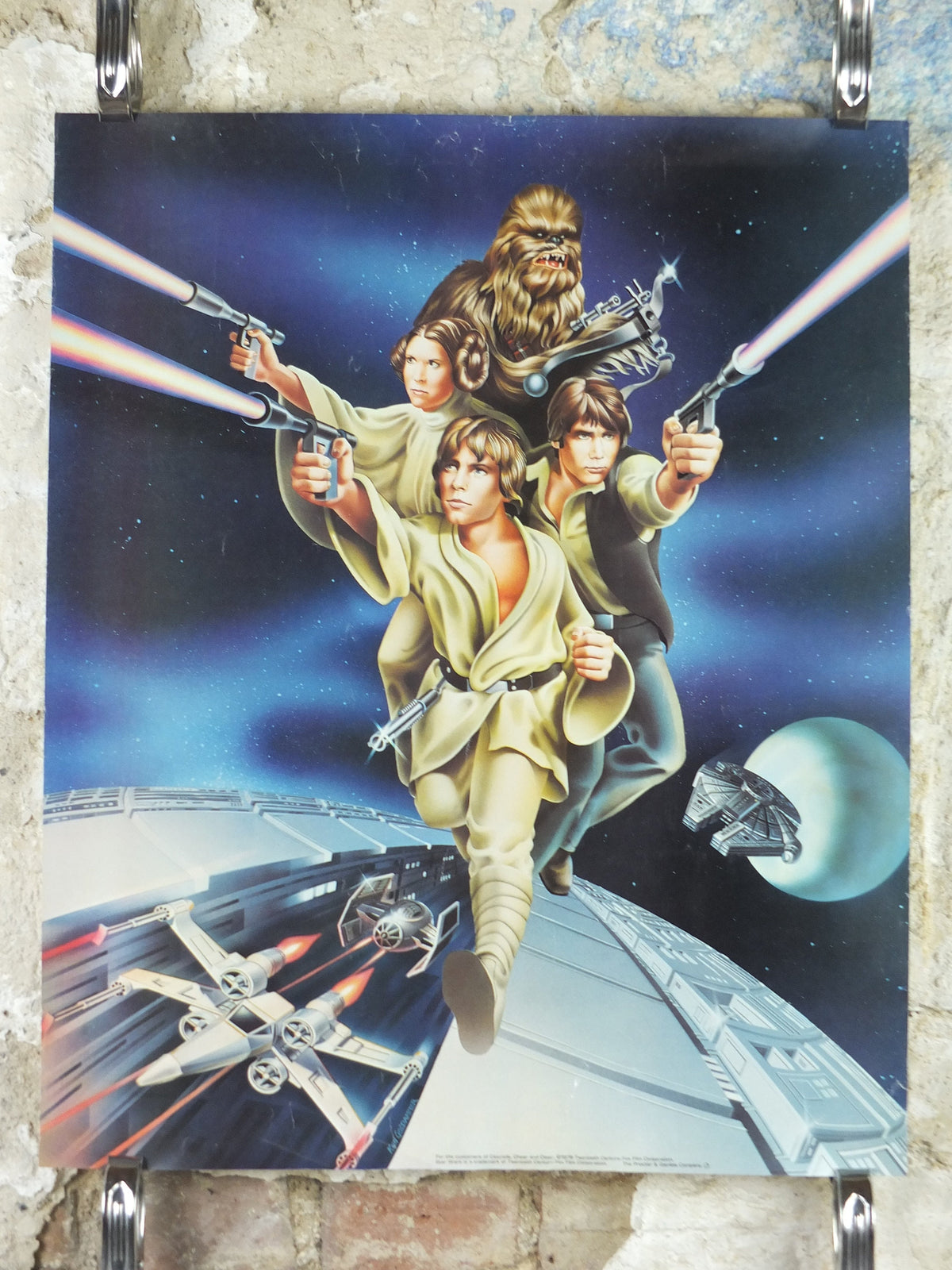 1978 Star Wars Poster, Proctor & Gamble, Luke Skywalker, Han Solo, Chewbacca, Princess Leia, advertising Cascade Cheer Dawn, wall art decor