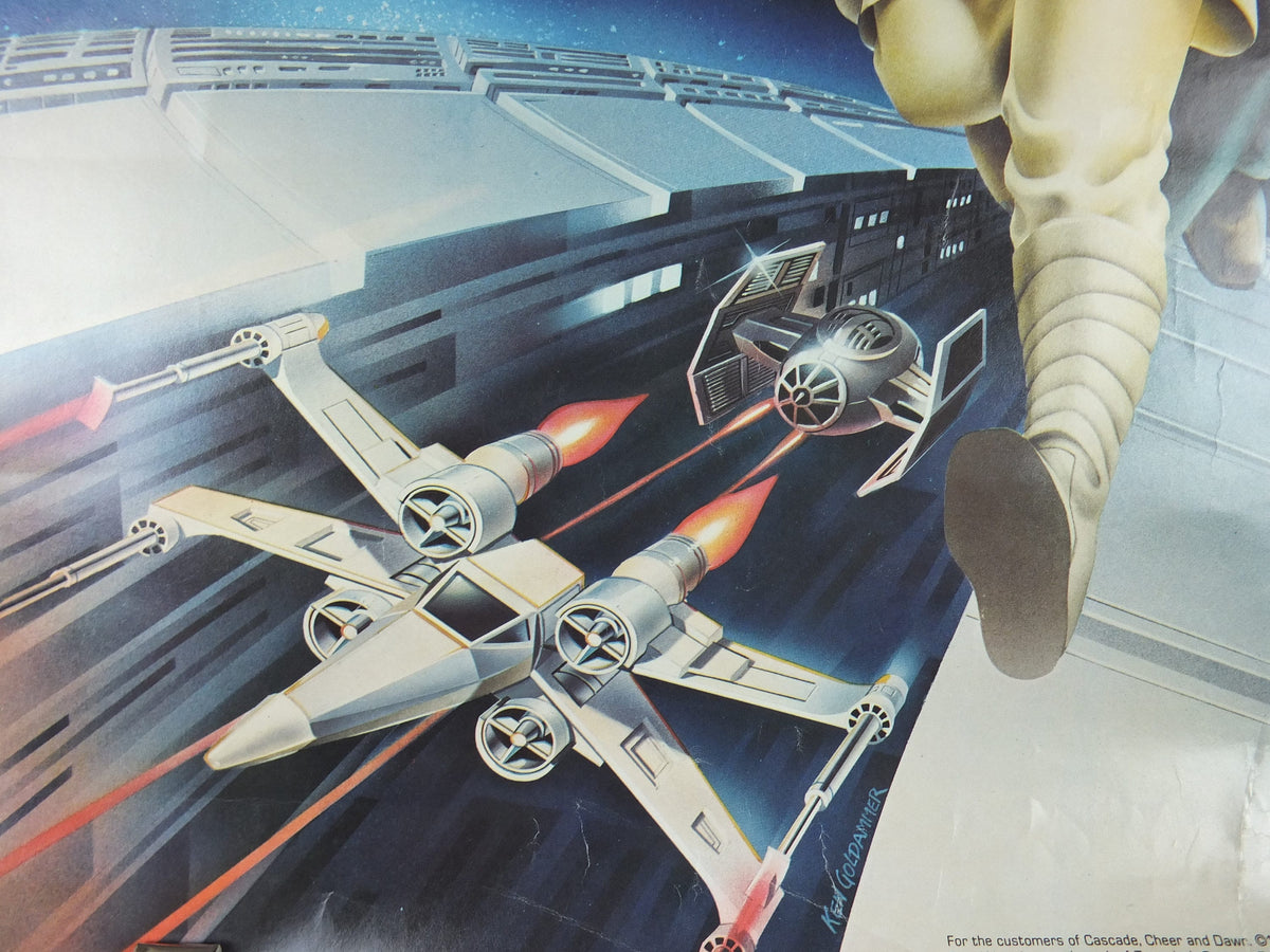 1978 Star Wars Poster, Proctor & Gamble, Luke Skywalker, Han Solo, Chewbacca, Princess Leia, advertising Cascade Cheer Dawn, wall art decor