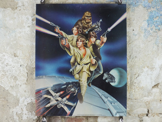 1978 Star Wars Poster, Proctor & Gamble, Luke Skywalker, Han Solo, Chewbacca, Princess Leia, advertising Cascade Cheer Dawn, wall art decor