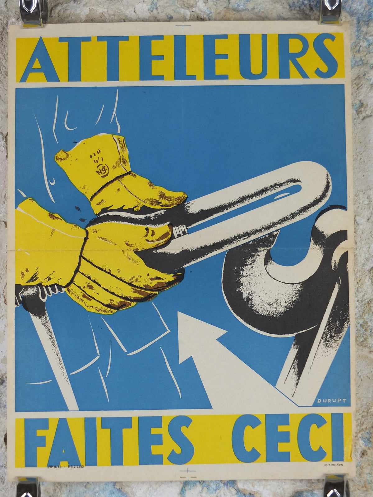 1950s Vintage French safety poster, by Durupt, health and safety, industrial, train rail dangers, retro wall art decor