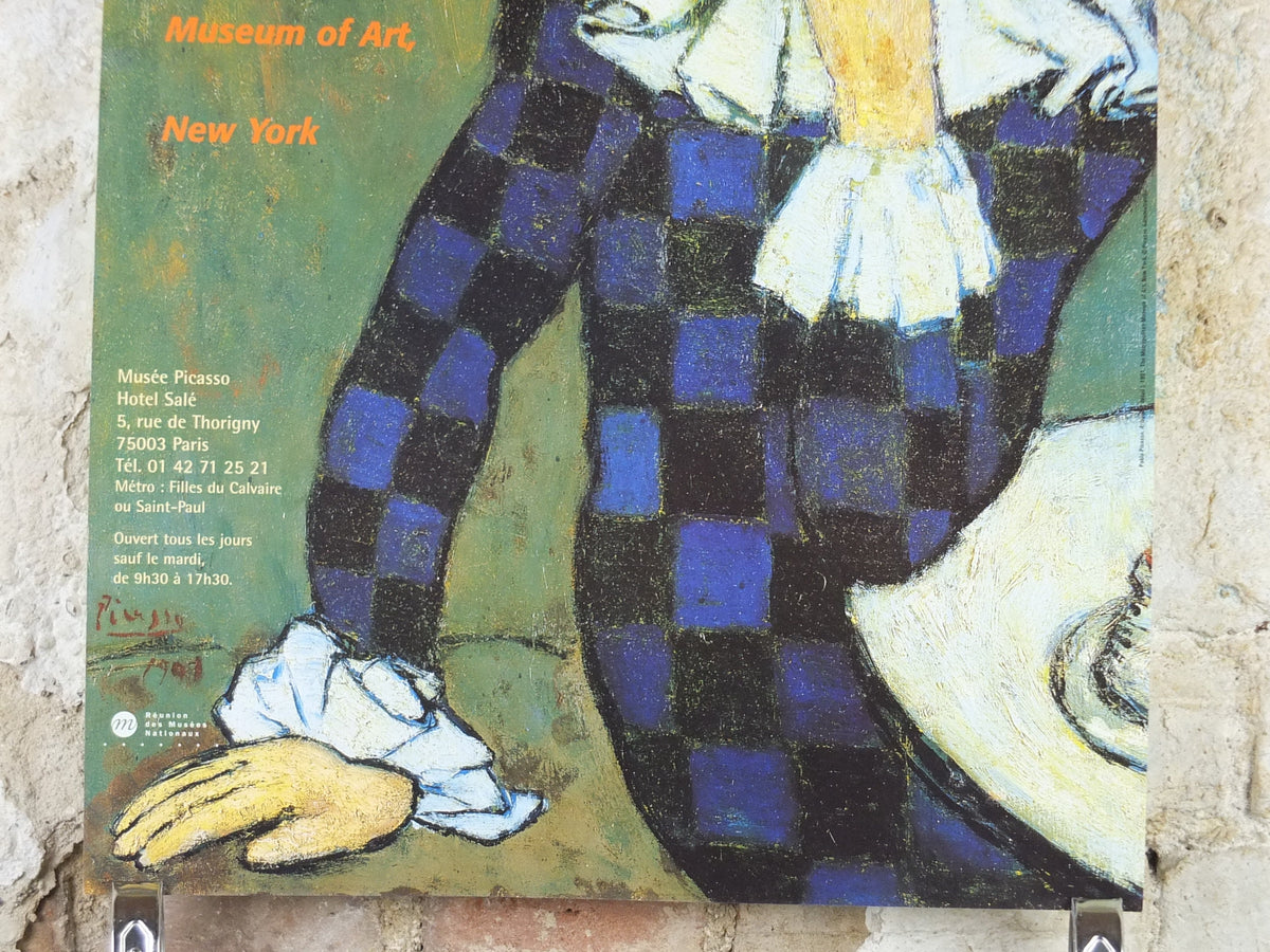 1998 Pablo Picasso Poster, Seated Harlequin, Metropolitian Museum of Arts New York, Blue period, artist gallery exhibition, wall art decor