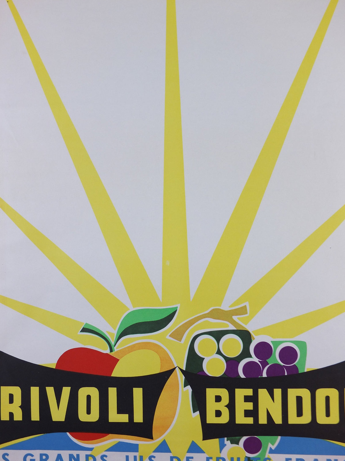 1960s Vintage Rivoli Bendor Poster, French apple and grape juice drink, France advertising, food and drinks industry, wall art retro