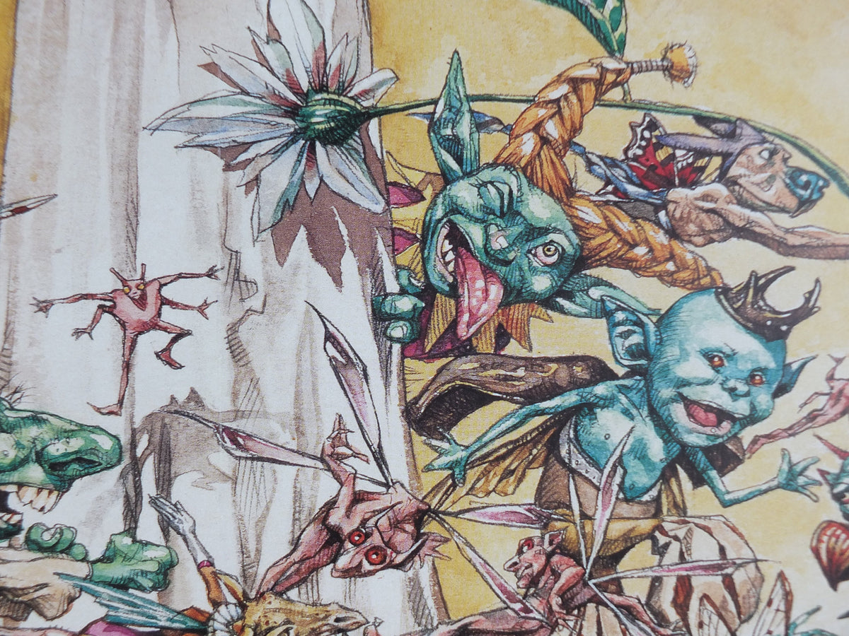 1996 The Books of Faerie Poster, advertising for children's books from Bronwyn Carlton, Peter Gross, Books of Magic, wall art retro decor
