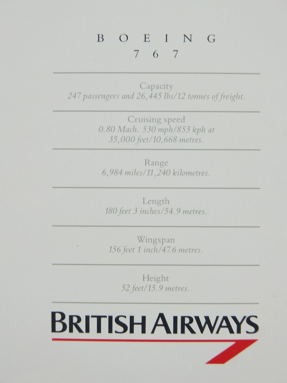 1989 British Airways Poster, Boeing 767, by Roy Huxley, BA Aviation aircraft aeroplane plane, travel wall art decor