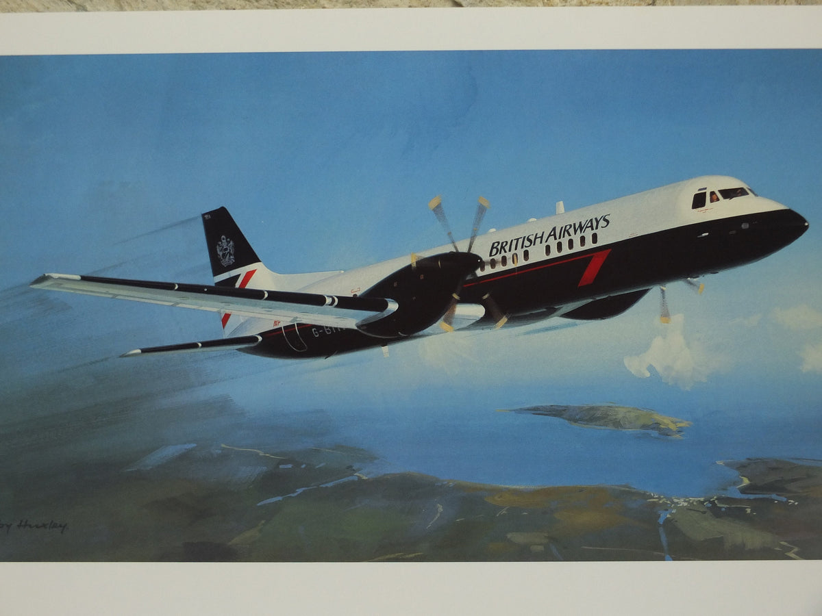 1989 British Airways Poster, British Aerospace BAC ATP, by Roy Huxley, BA Aviation aircraft aeroplane plane, travel wall art decor