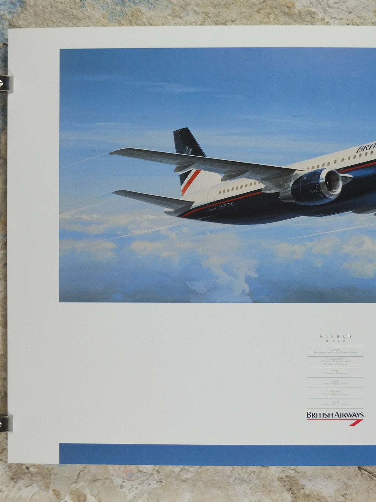 1989 British Airways Poster, Airbus A320, by Roy Huxley, BA Aviation aircraft aeroplane plane, travel wall art decor