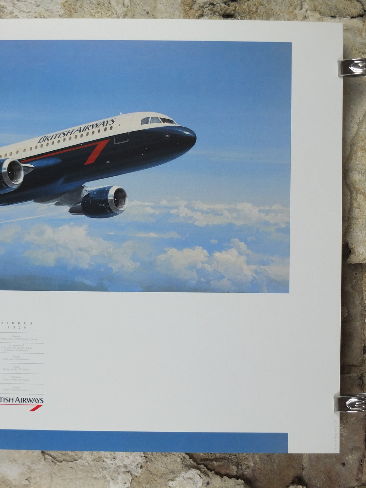 1989 British Airways Poster, Airbus A320, by Roy Huxley, BA Aviation aircraft aeroplane plane, travel wall art decor
