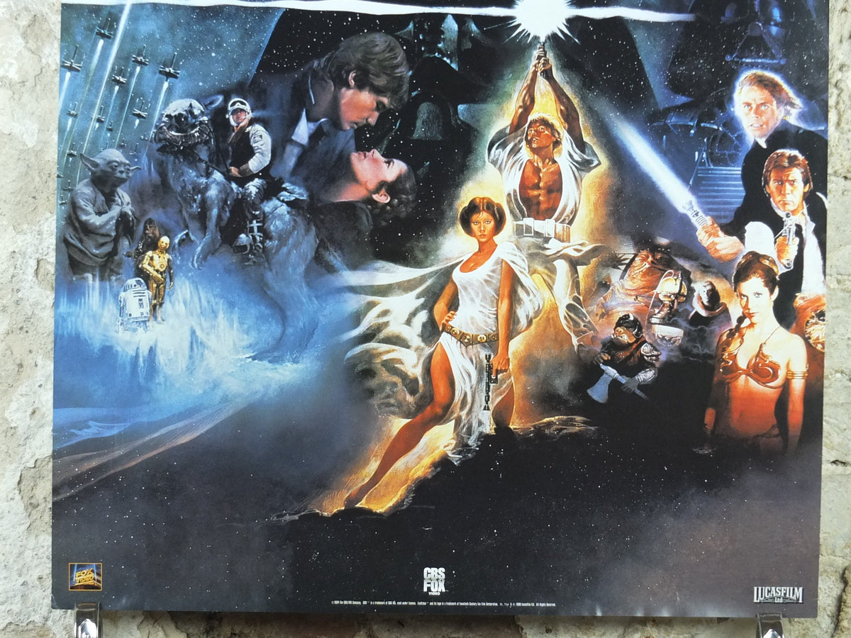 1994 Star Wars Trilogy Poster, Luke Skywalker Han Solo Princess Leia Darth Vader, Jedi wall art cinema film memorabilia decor