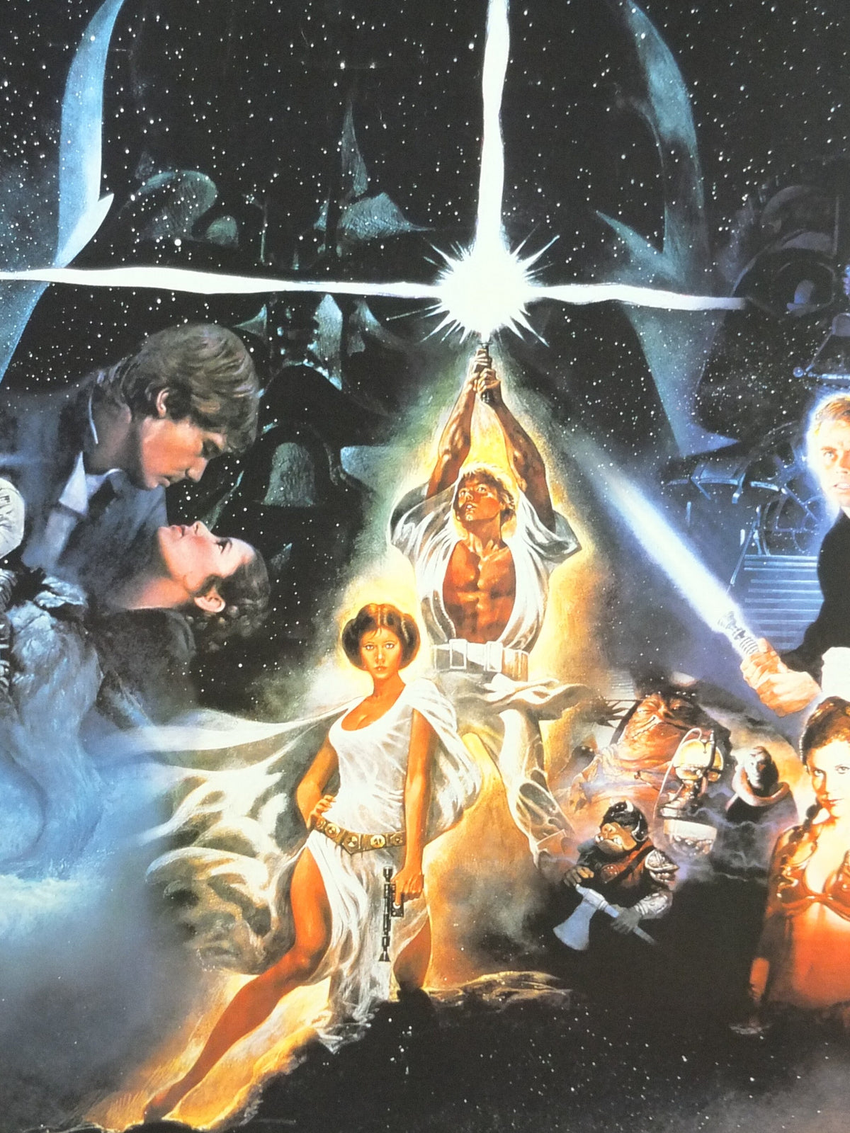 1994 Star Wars Trilogy Poster, Luke Skywalker Han Solo Princess Leia Darth Vader, Jedi wall art cinema film memorabilia decor