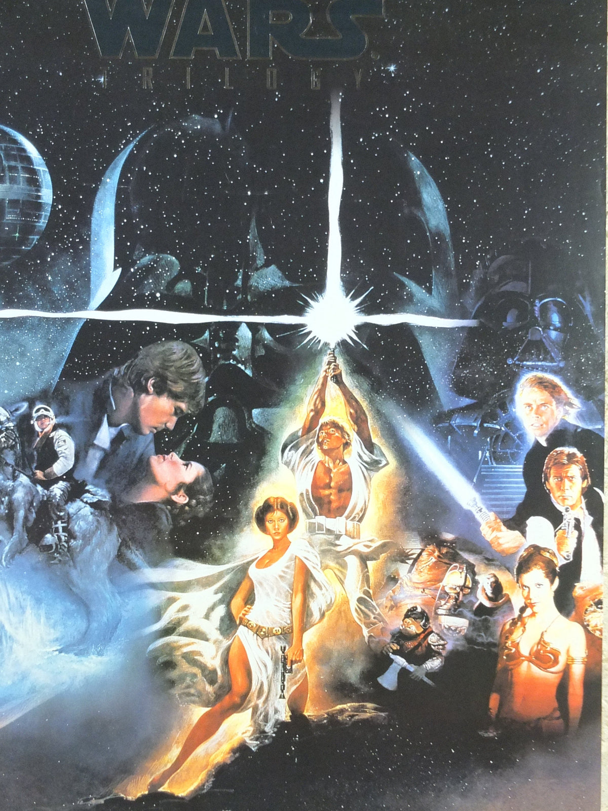 1994 Star Wars Trilogy Poster, Luke Skywalker Han Solo Princess Leia Darth Vader, Jedi wall art cinema film memorabilia decor