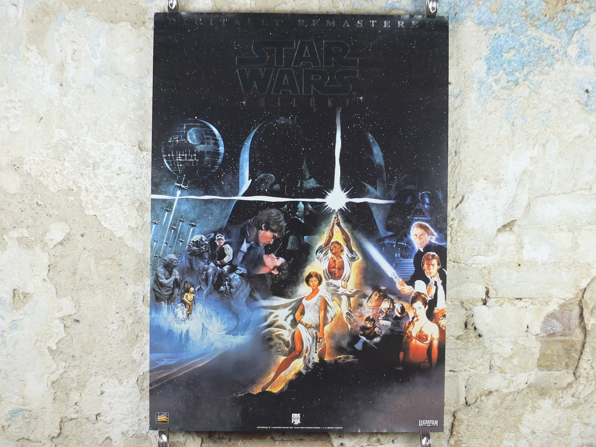 1994 Star Wars Trilogy Poster, Luke Skywalker Han Solo Princess Leia Darth Vader, Jedi wall art cinema film memorabilia decor