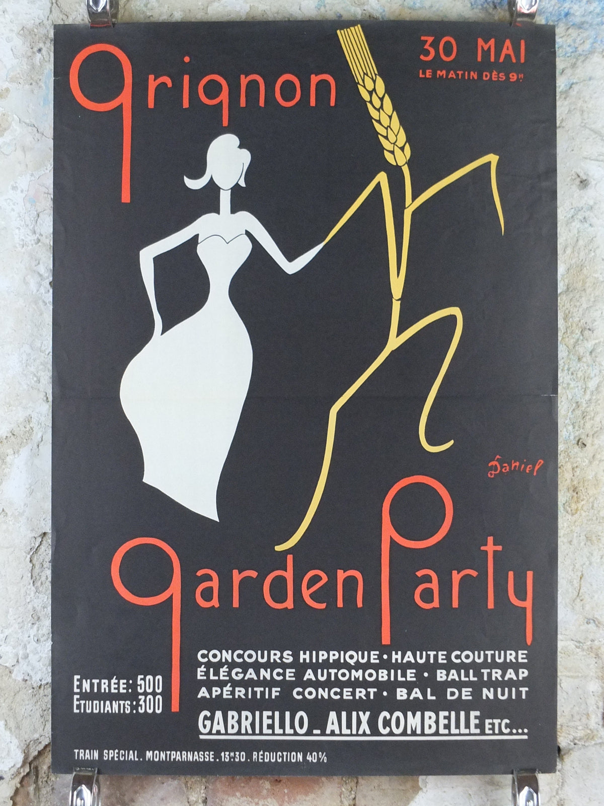 1950s Gringon Garden Party Poster, AgroParisTech, École nationale supérieure d'Agronomie de Grignon, summer ball, dancing, wall art decor