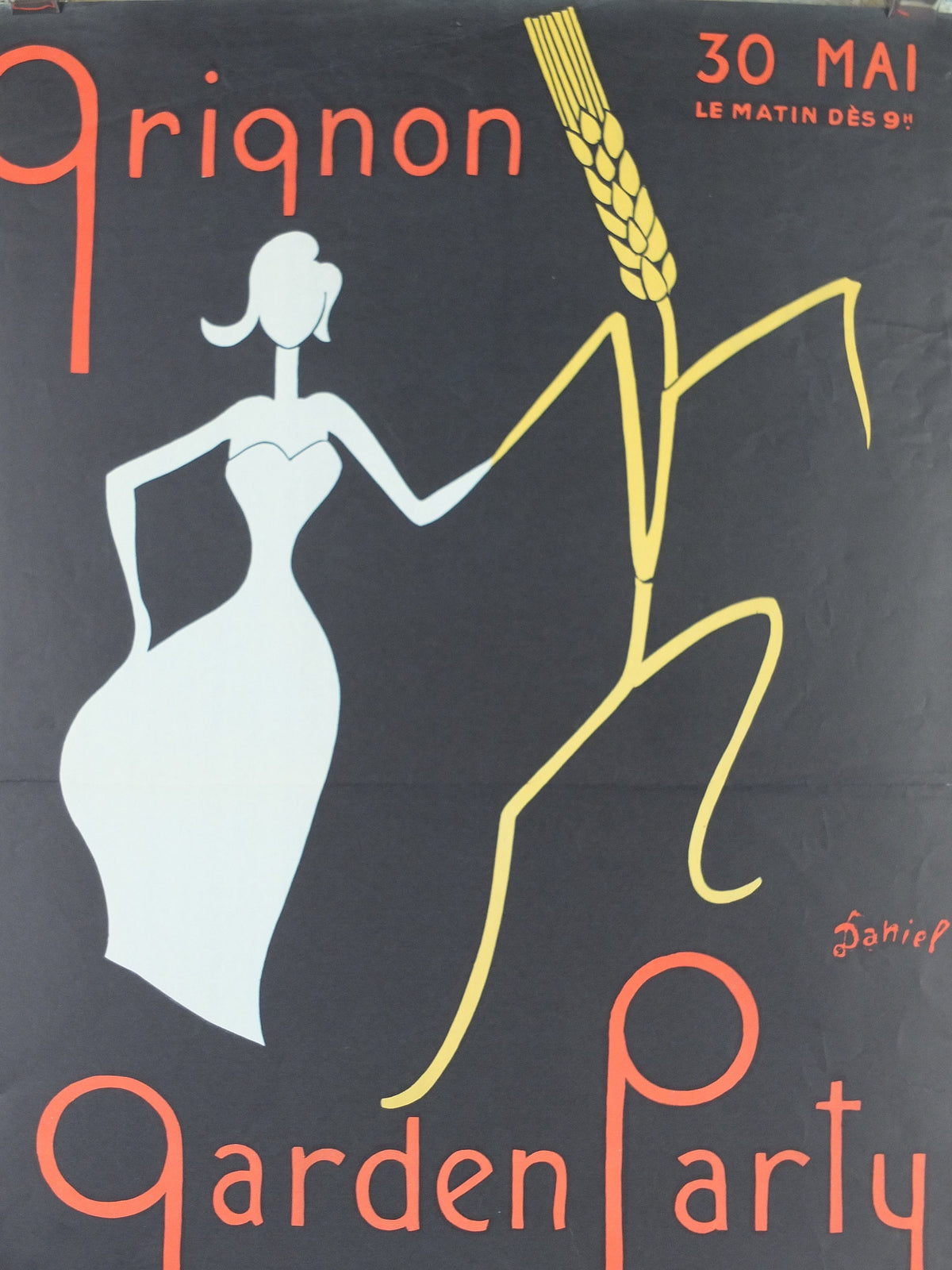 1950s Gringon Garden Party Poster, AgroParisTech, École nationale supérieure d'Agronomie de Grignon, summer ball, dancing, wall art decor
