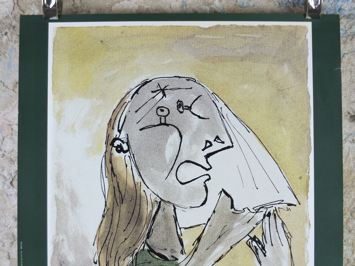 1987 Pablo Picasso Poster, The Weeping Woman, Dora Maar, La femme qui pleure, Picasso Museum, artist gallery exhibition, wall art decor