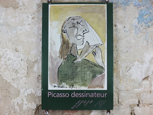1987 Pablo Picasso Poster, The Weeping Woman, Dora Maar, La femme qui pleure, Picasso Museum, artist gallery exhibition, wall art decor