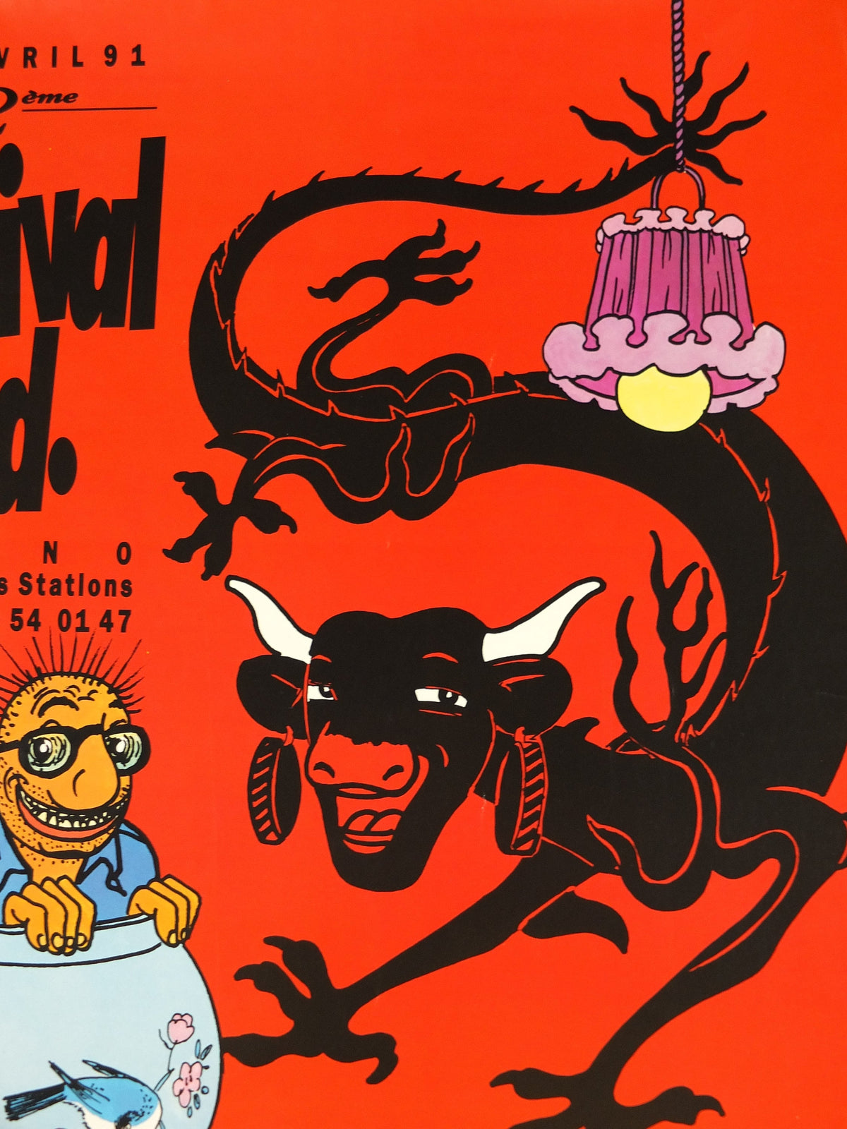 1991 Comic Convention Poster, SMENO Festival B.d., Comic Festival Lille, French comic book, wall art decor