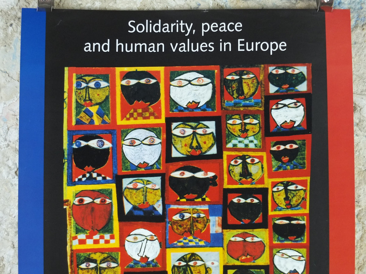 1994 Council of Europe Poster, by Friedensreich Hundertwasser, Human Rights, democracy and the rule of law in Europe, wall art decor
