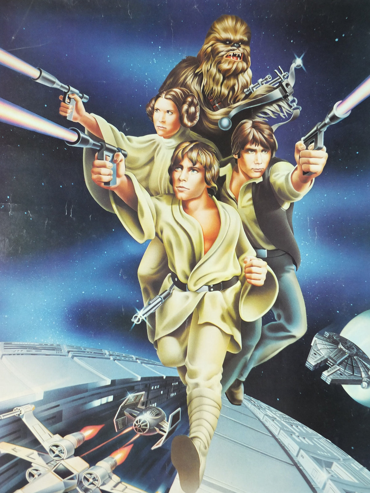 1978 Star Wars Poster, Proctor & Gamble, Luke Skywalker, Han Solo, Chewbacca, Princess Leia, advertising Cascade Cheer Dawn, wall art decor