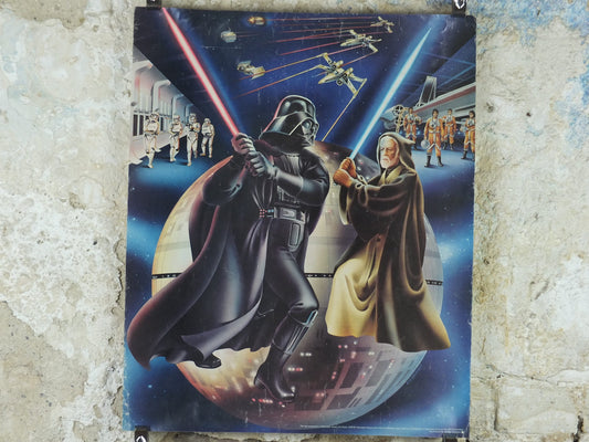 1978 Star Wars Poster, Proctor & Gamble, Darth Vader Obi Wan Kenobi lightsaber duel, advertising Cascade Cheer Dawn, wall art decor