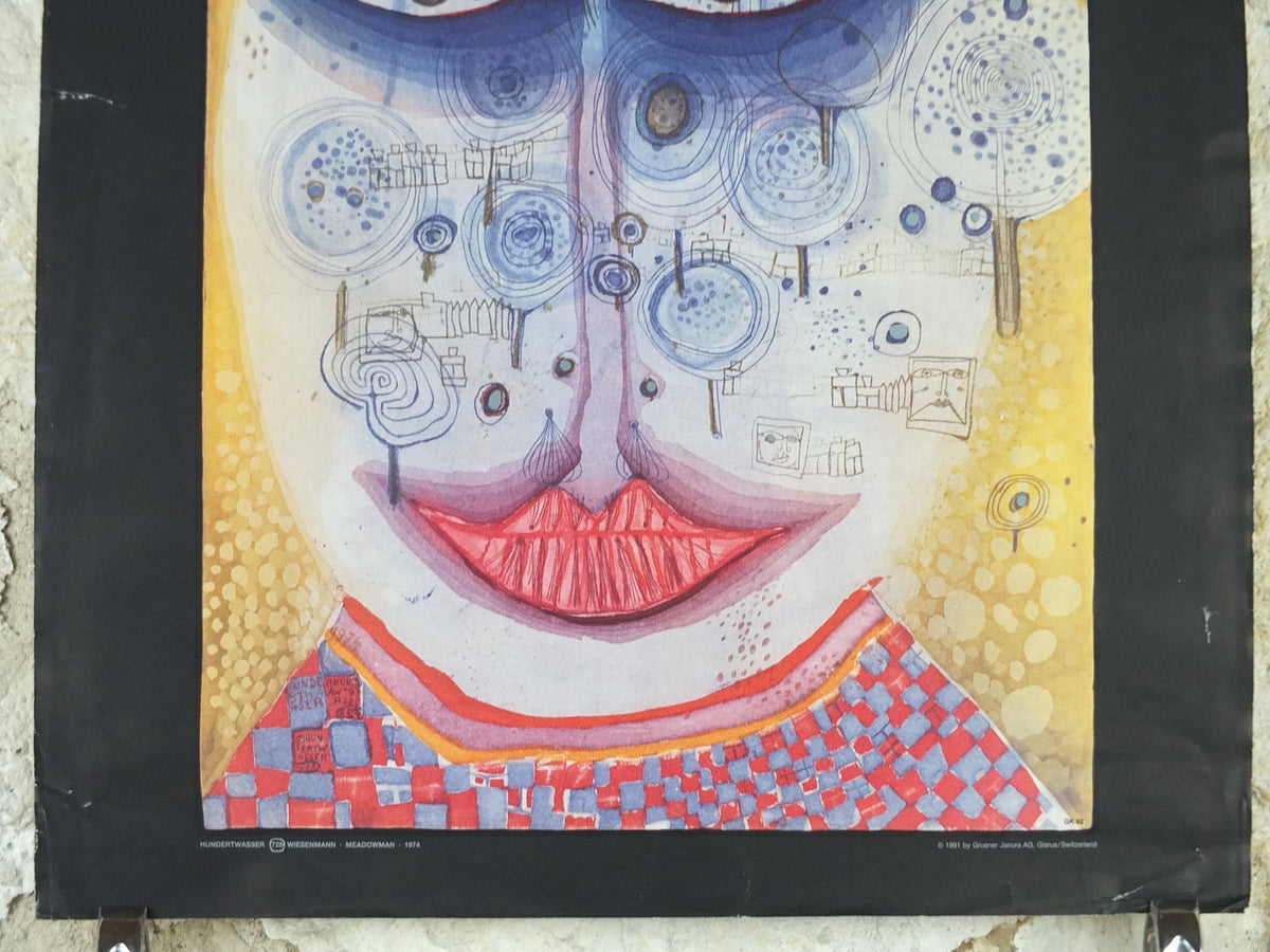 1991 Friedensreich Hundertwasser Poster, Meadowman, Wiesenmann, L'Homme Pre, 728, original poster, wall art decor