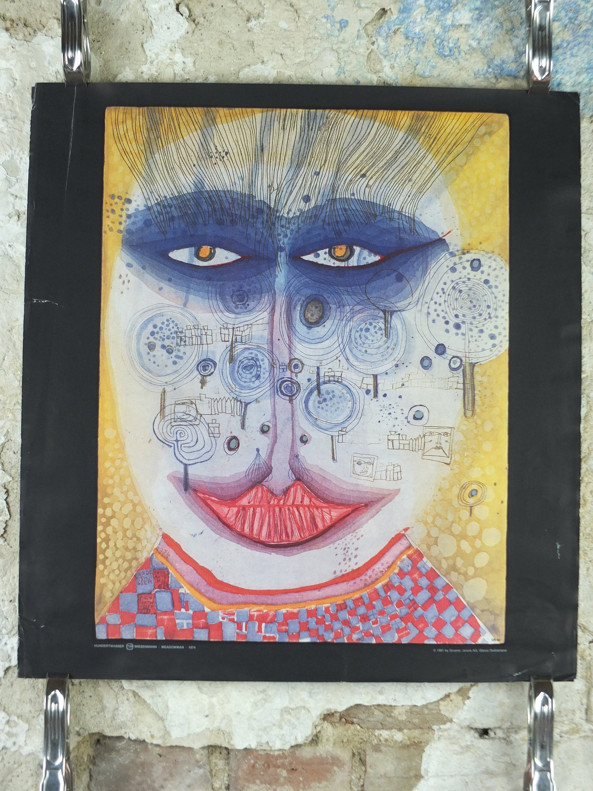 1991 Friedensreich Hundertwasser Poster, Meadowman, Wiesenmann, L'Homme Pre, 728, original poster, wall art decor