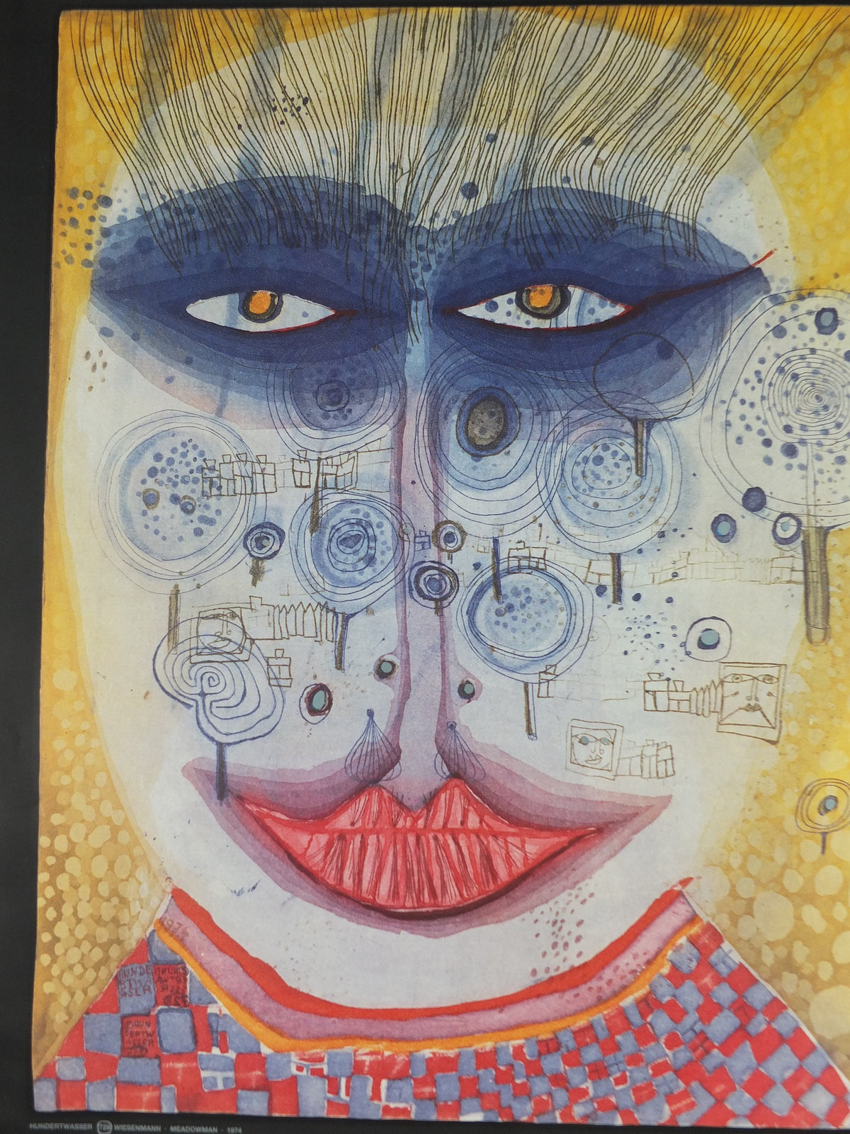 1991 Friedensreich Hundertwasser Poster, Meadowman, Wiesenmann, L'Homme Pre, 728, original poster, wall art decor